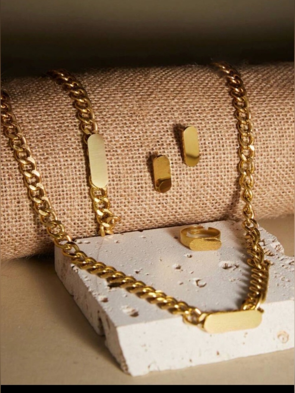 18k gold plated stainless steel set